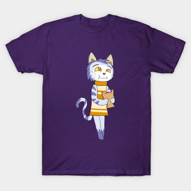 Chibi Cat w/ Taiyaki Cake 3 T-Shirt by VixenwithStripes